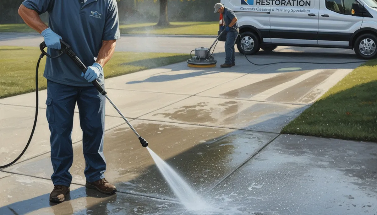 Concrete pressure cleaning service in Knoxville, TN for driveways, patios, and walkways
