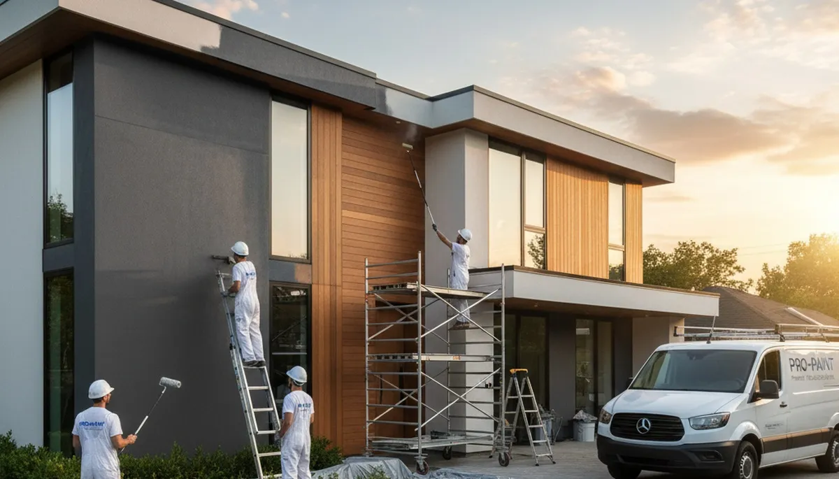 Knoxville, TN painters applying exterior house paint for durable weather protection