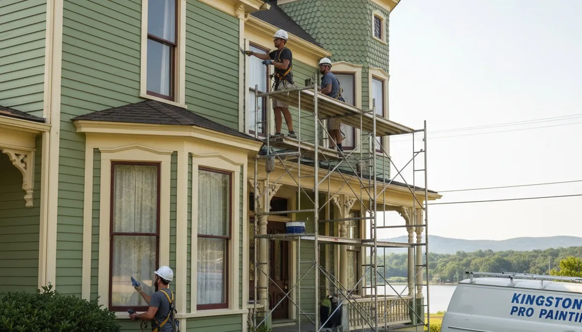 Painting contractors in Knoxville, TN applying fresh exterior paint to a home